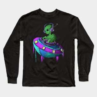 Alien Music Dj in Space Long Sleeve T-Shirt